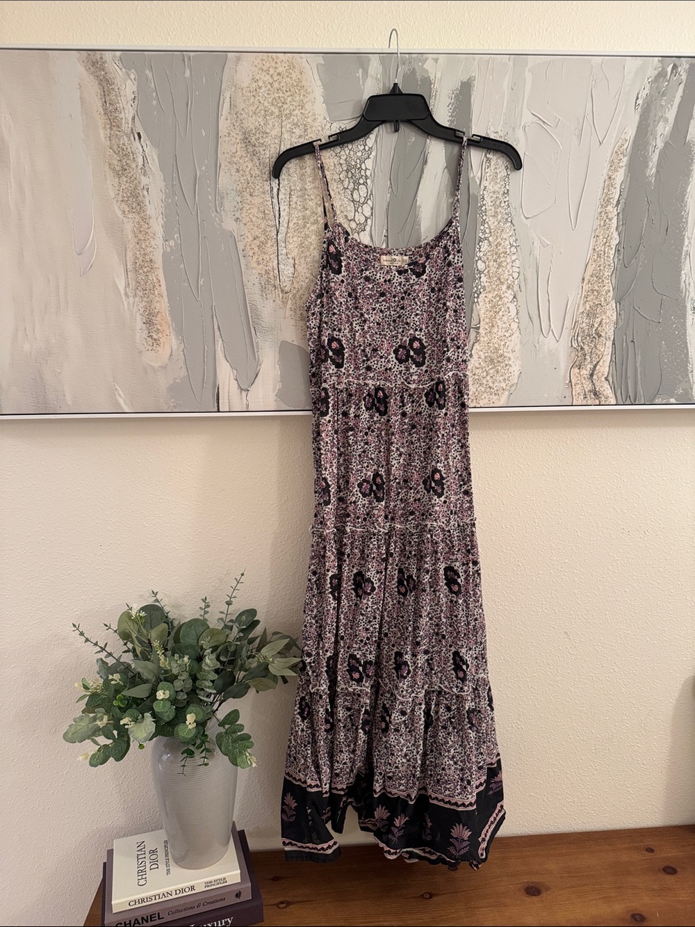 Natural Life Boho Floral Tiered Maxi Dress - Purple